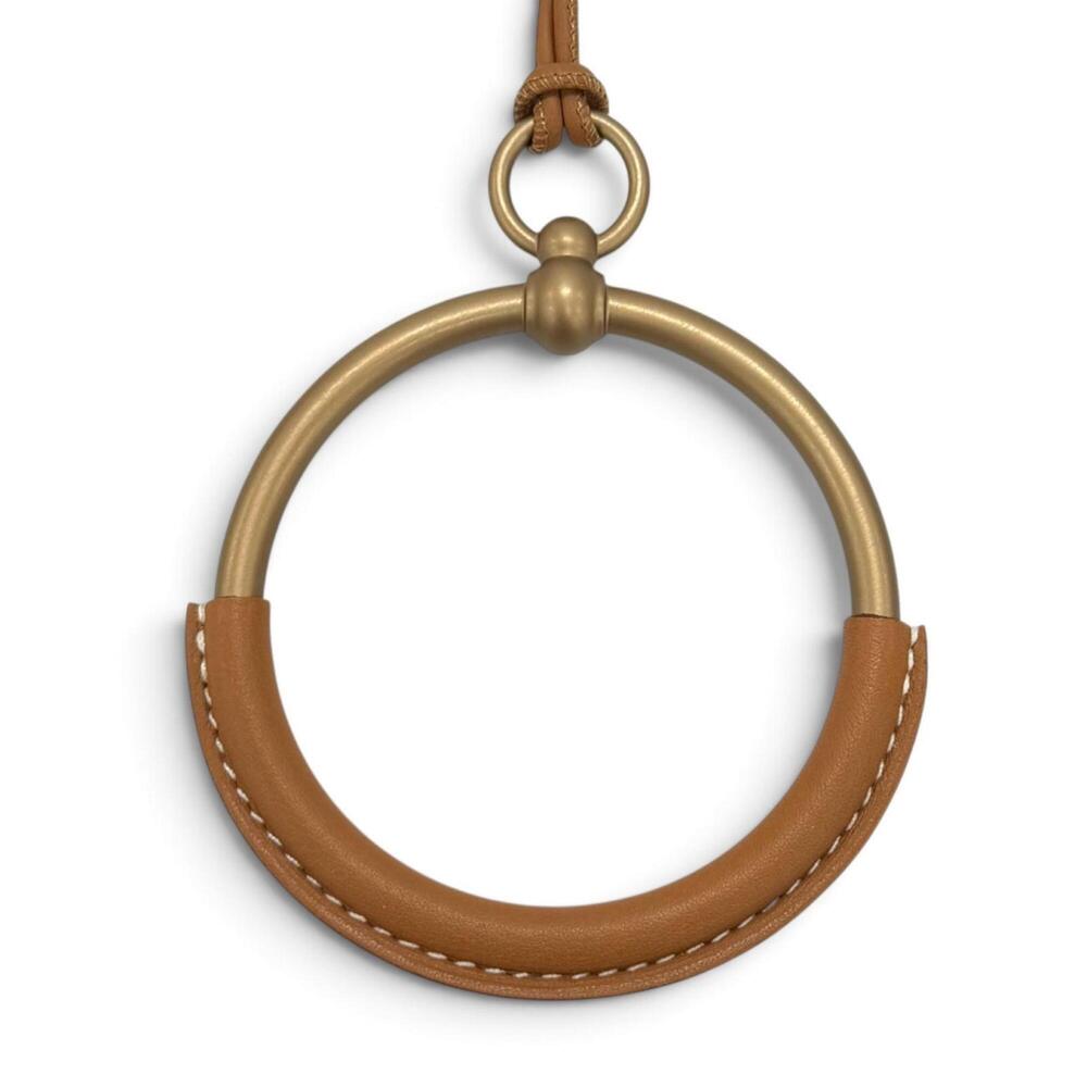 HERMES Hermes Leather Gold Bronze Loop Grand Necklace Pendant Accessory, Made...